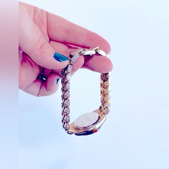 Liz Claiborne New York CZ Diamond Studded Circular Face Linked Watch, Gold-tone - Picture 8 of 16